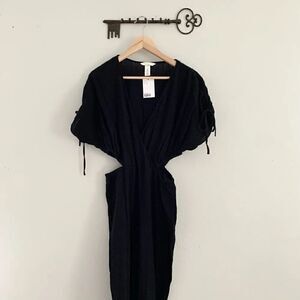H&M long black cotton romper with side cut outs NWT size medium